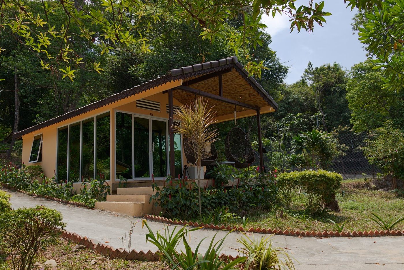 Villa exterior and model accommodation unit